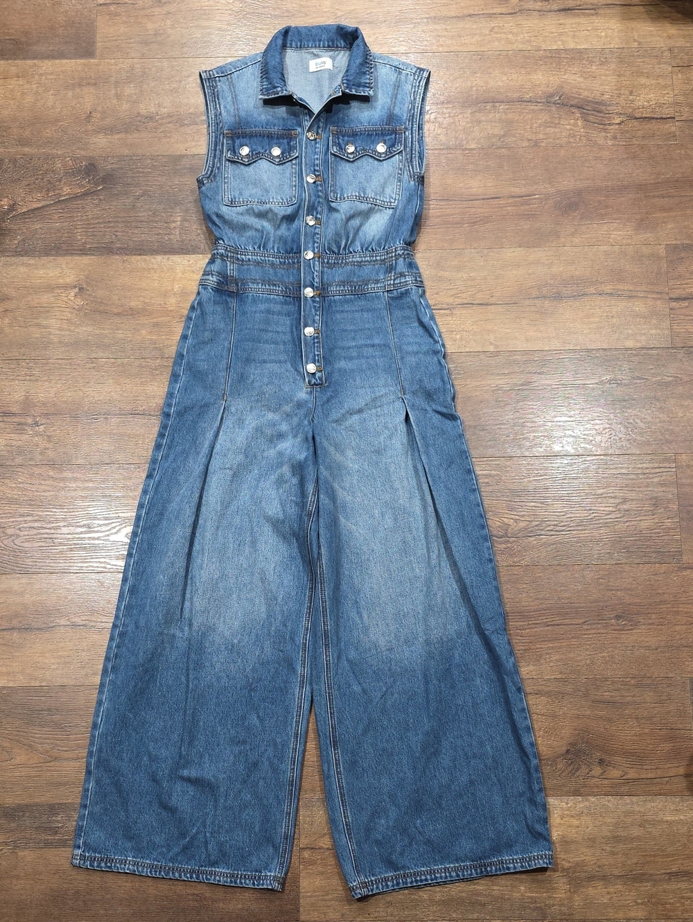 Bluivy Sleeveless Wide-Leg Denim Jumpsuit in Blue